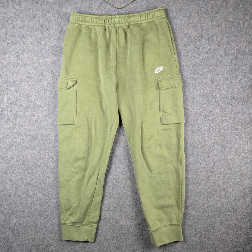 Nike Cargo Sweatpants Mens Large Green Fleece Joggers Sporty Streetwear Utility